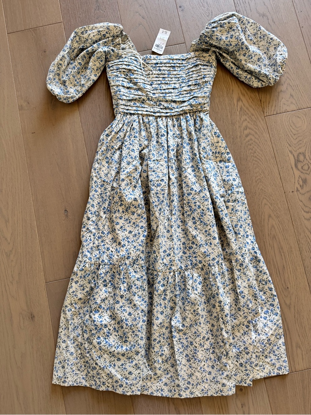 Abercrombie & Fitch Blue Floral Puff-Sleeve Long Dress NWT Size XXS